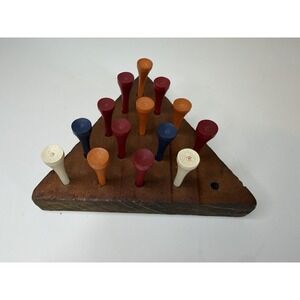 Wooden Golf Tee Tavern Peg Game Solitaire Folk Art Vintage